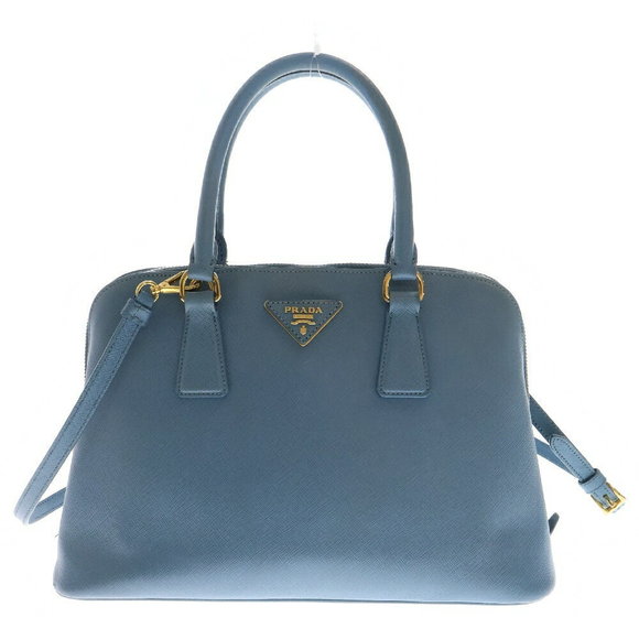 PRADA SAFFIANO LUX Leather Shoulder Bag Blue - Picture 1 of 6